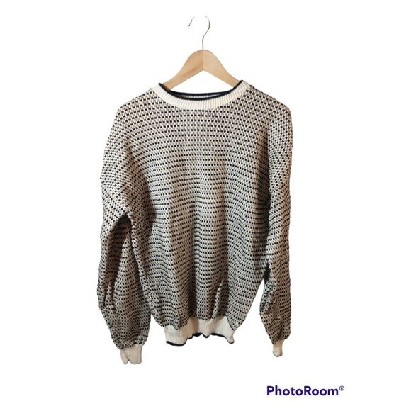 Vintage Vanheusen 90s Raised design cotton pullover, Men's L - Picture 1 of 8